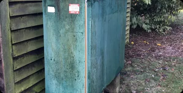 Oil tank ready for removal and disposal