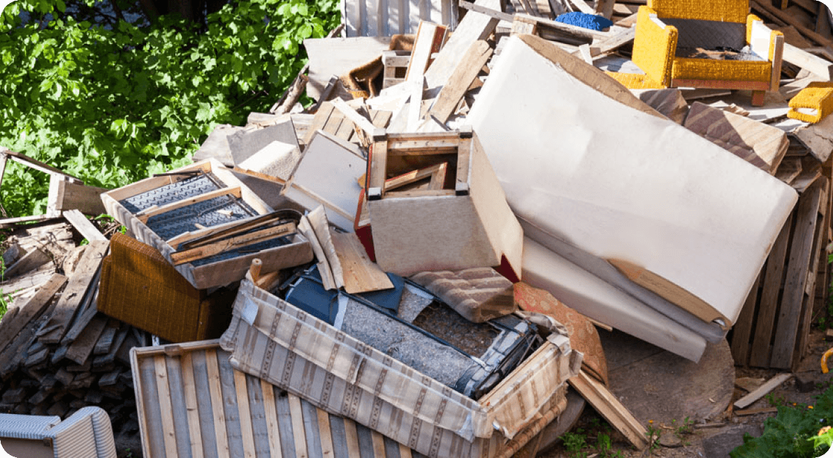 pile of household rubbish ready for removal