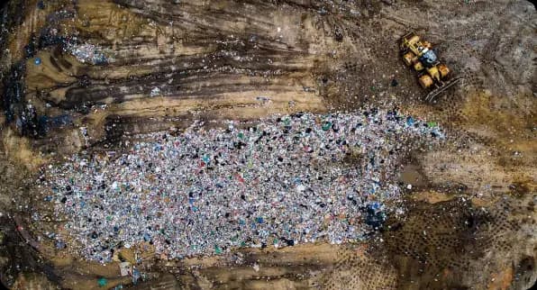 Aerial view of a landfill site